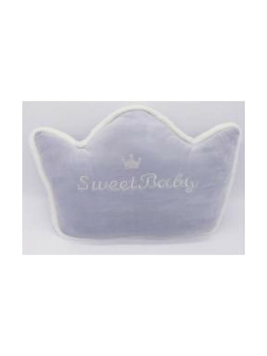 Natural Home Διακοσμητικό Μαξιλάρι Κούνιας Sweet Baby Κορώνα Γκρι