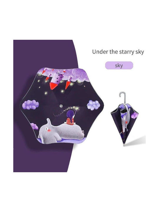 Childrenland Παιδική Ομπρέλα Μπαστούνι Under The Starry Sky Μωβ