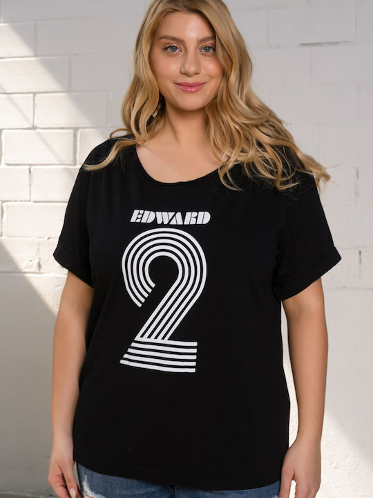 Edward Jeans Damen Sport Oversized T-Shirt Schwarz