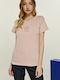Edward Jeans Lysha Women's Blouse Cotton Short Sleeve Pink