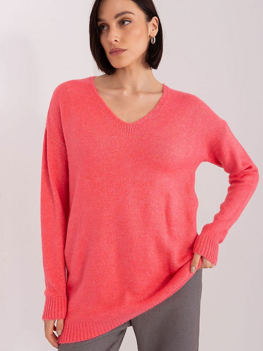 Rue Paris Women's Long Sleeve Sweater Pink