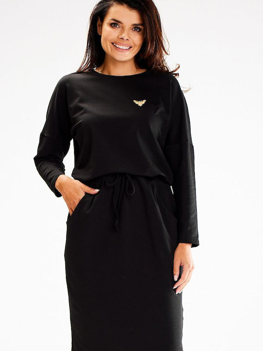 Awama Midi Rochie Negru