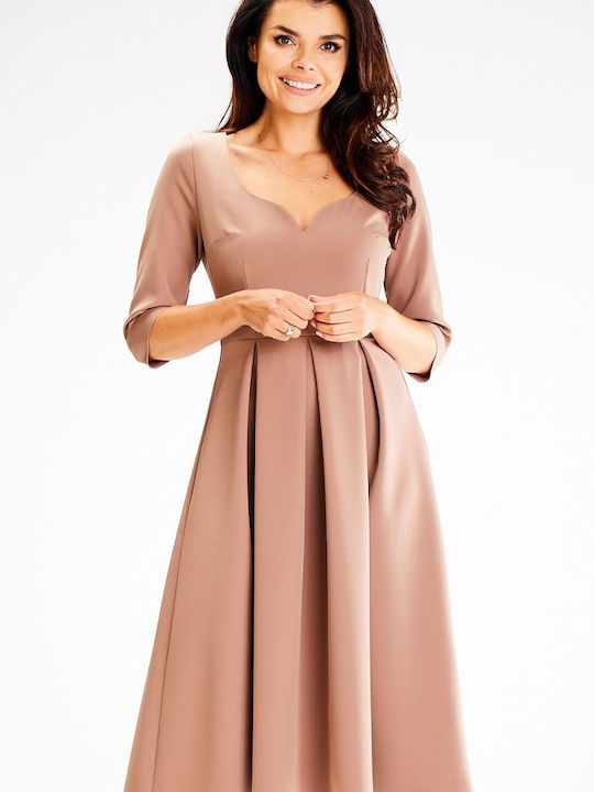 Awama Midi Kleid Beige