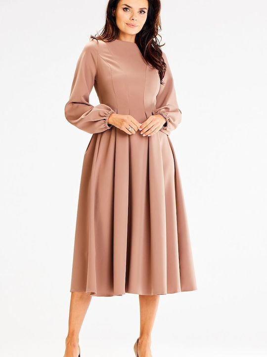 Awama Midi Kleid Beige