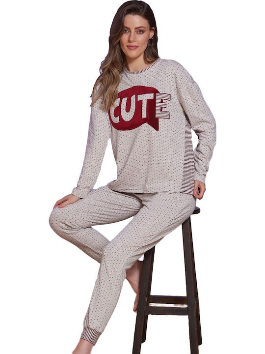 Sevim Winter Damen Pyjama-Oberteil Ecru