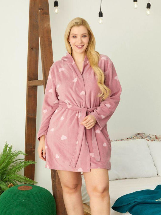 Siyah Inci Iarnă Pijama femei Fleece Halat Rose