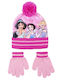 Disney Kinder Beanie Set mit Gestricktem Rosa Ohrenschützer mit Handschuhen