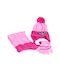 Katsenis Kids Beanie Set with Scarf & Gloves Knitted Pink