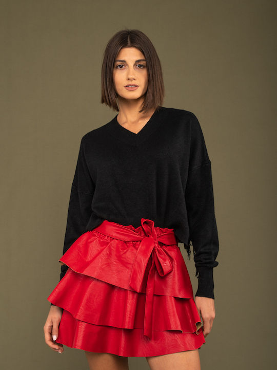 E-shopping Avenue Leather Skirt in Red color