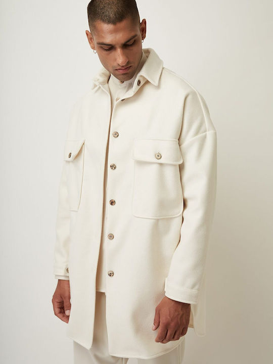 Μακρυμάνικo Overshirt Λευκό