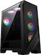 MSI MAG Forge 120A Airflow Гейминг Midi Tower Компютърна кутия със странично прозорче и RGB осветление Черно