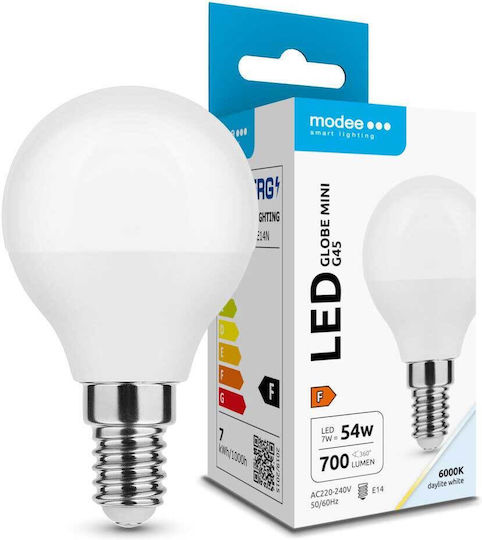 Modee Lighting Λάμπα LED 7W 92mm για Ντουί E14 και Σχήμα G45 Ψυχρό Λευκό 700lm