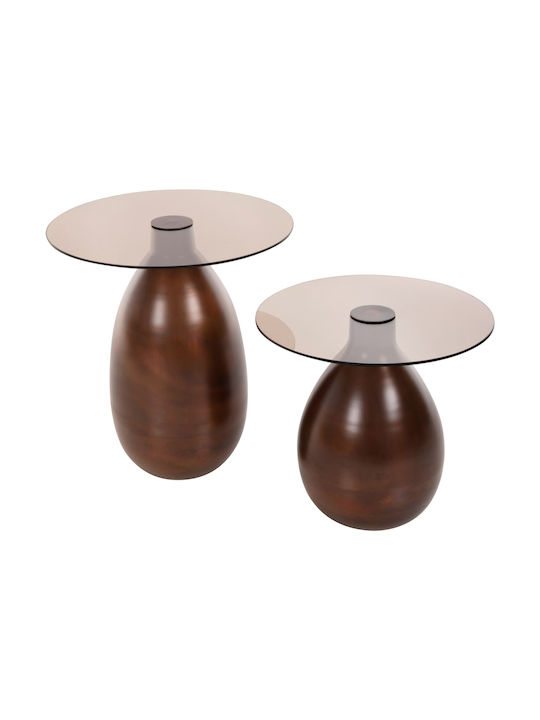 Round Side Table Regen Glass Bronze 2pcs L44xW44xH49.5cm