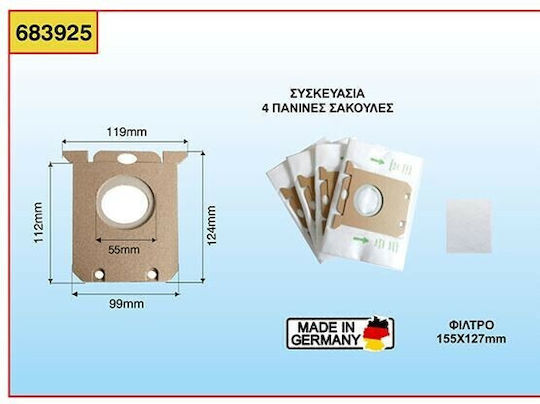 Philips Sydney Σακούλες Σκούπας 4τμχ Συμβατή με Σκούπα Philips