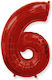 Luftballon Folie Jumbo Zahl 6 Rot Form 90cm