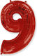 Luftballon Folie Jumbo Zahl 9 Rot Form 90cm