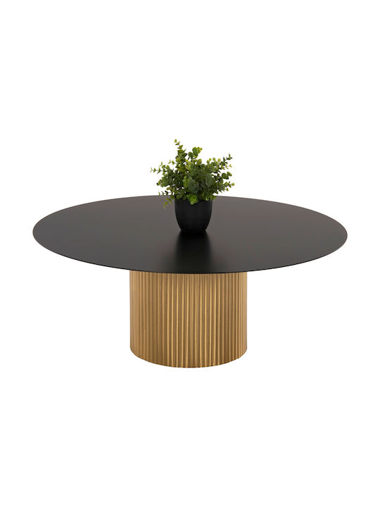 Round Coffee Table Clad Gold & Black L80xW80xH32cm