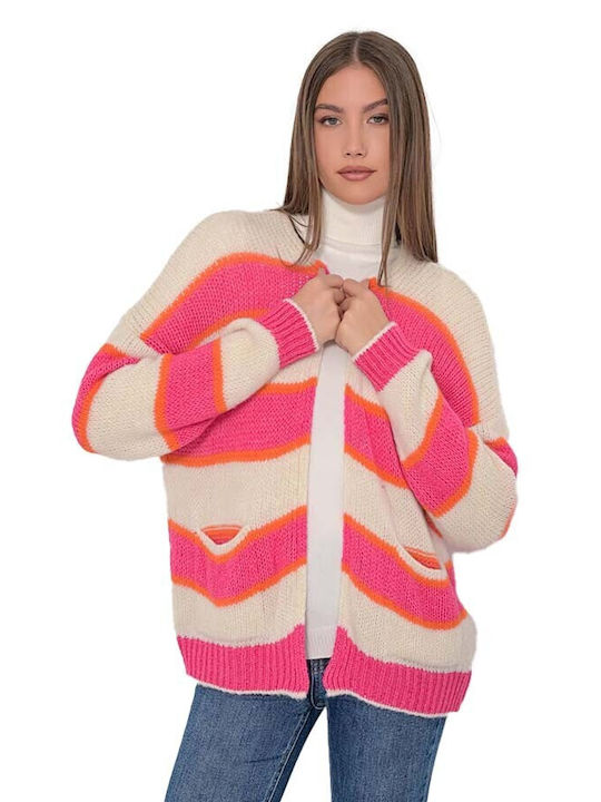 Fullah Sugah Long Women's Knitted Cardigan Pink