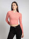 Fashioncore pentru Femei Crop Top cu Mâneci Lungi Pink