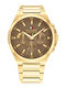 Tommy Hilfiger Horloge Мъжки Часовник 46mm На Батерия Със Златист Неръждаем Стоманен Гривна