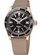 Edox Γυναικείο Ρολόι 38mm Αυτόματο με Μπεζ Δερμάτινο Λουράκι