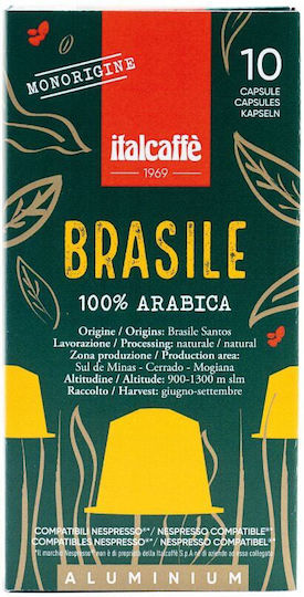 Italcafe Capsules Espresso Brasile Compatible with Machine Nespresso 10caps,tobolek