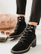 Wildleder Stiefeletten Damen Schwarz