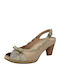 Softwaves Anatomic Leather Beige Heels Animal Print