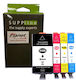 Planetink Pachet Cartușe de Cerneală Compatibile și Recondiționate pentru Imprimante InkJet HP 912XL 89ml Multi (culoare) / Negru