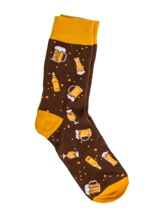 Out of the Blue Beers Patterned Socks Brown