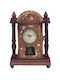 Karvounis Tischuhr mit Zeigern Holz mit Wecker HY-01022
