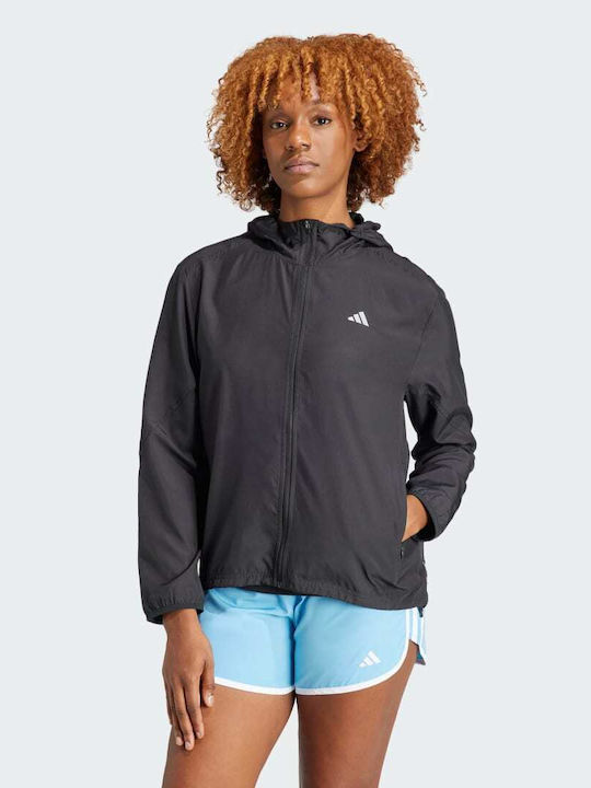 Adidas Women's Running Short Sports Jacket for Winter Black