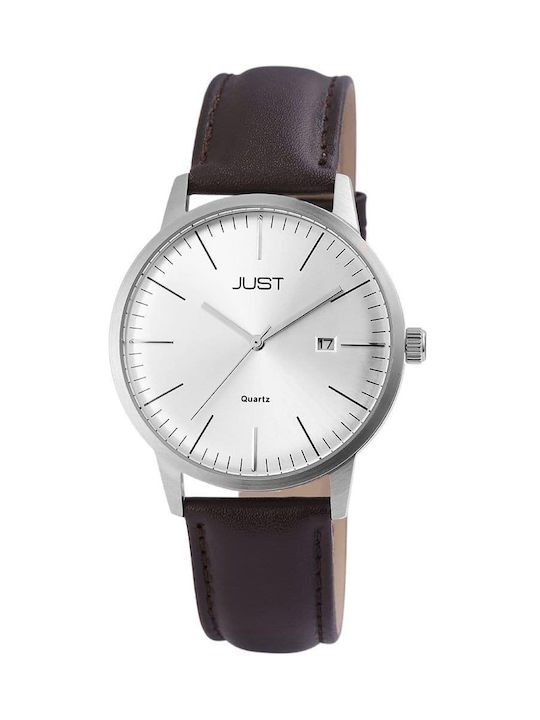 Just Watch Watch with Black Leather Strap