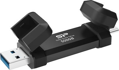 Silicon Power DS72 500GB USB 3.2 Stick cu conexiune USB-A & USB-C Negru