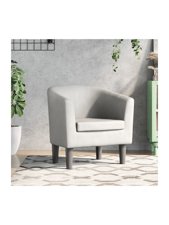 Barrel Armchair from Leatherette White 70x56x68cm