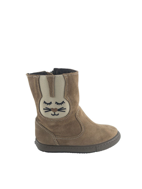 Vul.Ladi Kids Suede Boots with Zipper Tabac Brown