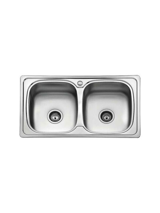 Karag Bl 898 Ένθετος Νεροχύτης Inox Σατινέ Μ86xΠ50cm Ασημί