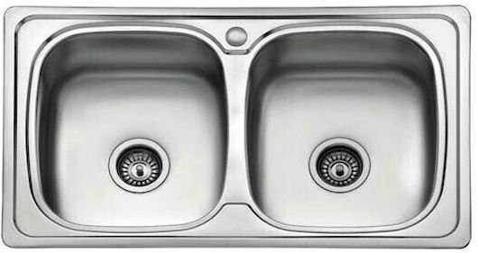 Karag Bl 898 Drop-In Kitchen Sink Inox Satin Finish M86xP50cm Silver