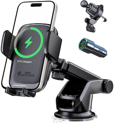 Tech-Protect Mobile Phone Holder Car X05 15W with Adjustable Hooks and Wireless Charging Black