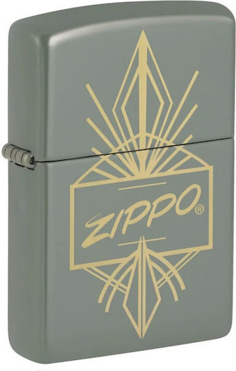 Zippo Script Αντιανεμικός Αναπτήρας Φλόγας σε Γκρι χρώμα