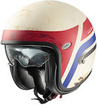 Premier Vintage Jet Helmet ECE 22.06 K8BM White/Red/Blue Mat