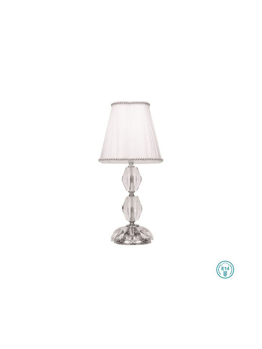 Luce Della Vite Cristal Lampă de masă pentru Soclu E14 cu Abajur Alb și Bază Argintiu