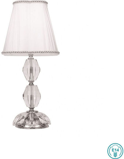Luce Della Vite Cristal Lampă de masă pentru Soclu E14 cu Abajur Alb și Bază Argintiu Luce Della Vite Cristal Lampă de masă pentru Soclu E14 cu Abajur Alb și Bază Argintiu