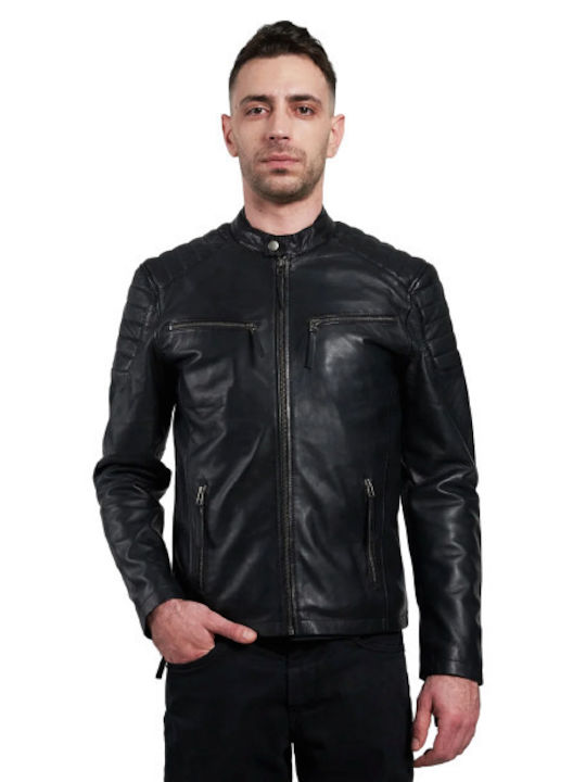 Leatherland Paul Men's Winter Leather Biker Jacket BLACK