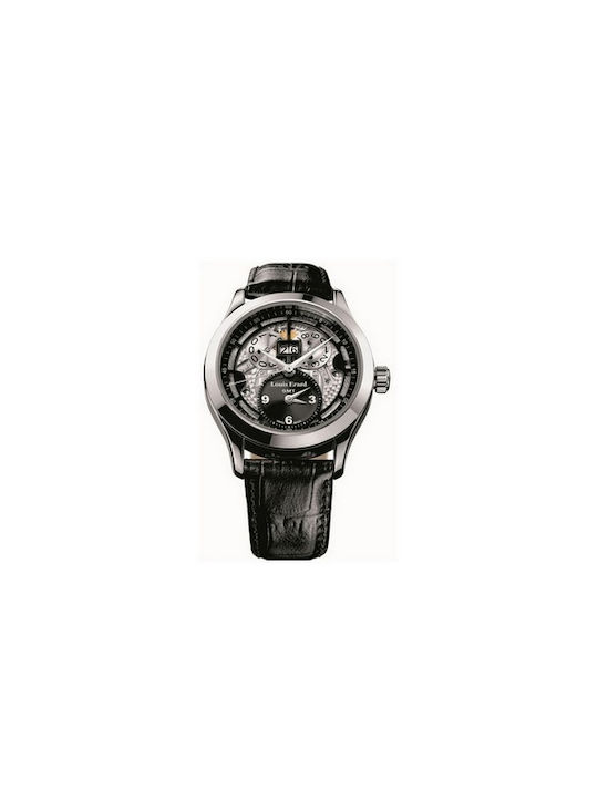 Louis Erard Watch Battery with Black Leather Strap