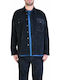 Overshirt Catifea Raiata Mânecă Lungă În Linie Regular Fit Negru