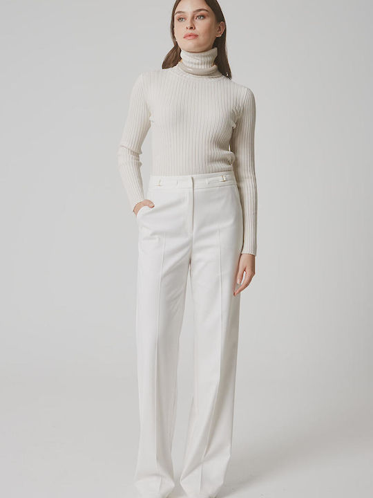 Women's Fabric Trousers Ecru