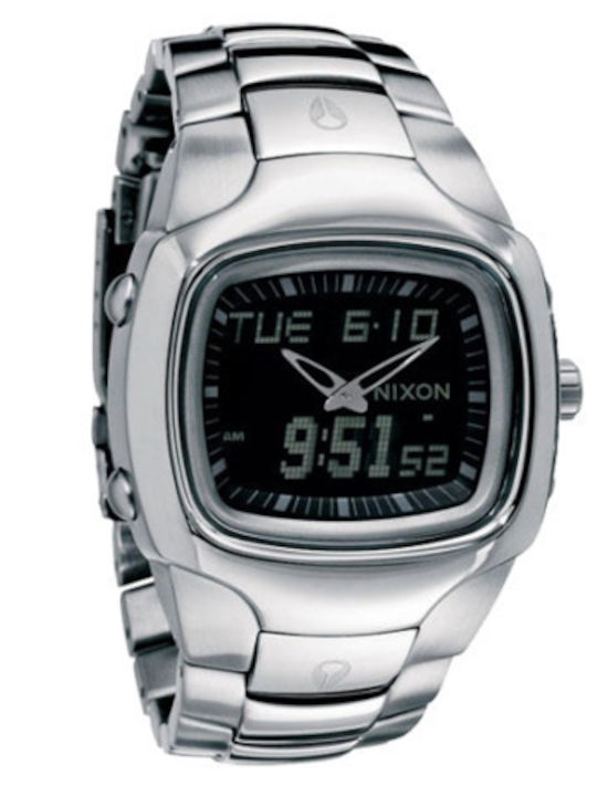 Nixon Ανδρικό Ρολόι 43mm Μπαταρίας με Ασημί Μεταλλικό Μπρασελέ