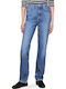 High Waist Women's Jean Trousers in Straight Line Blue