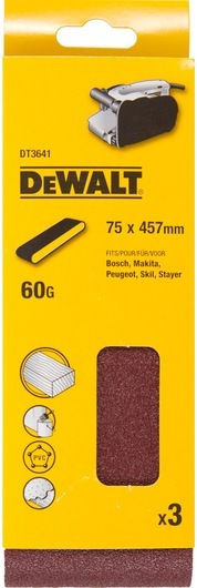 Dewalt Tαινία Λείανσης K60 75x457mm Σετ 3τμχ